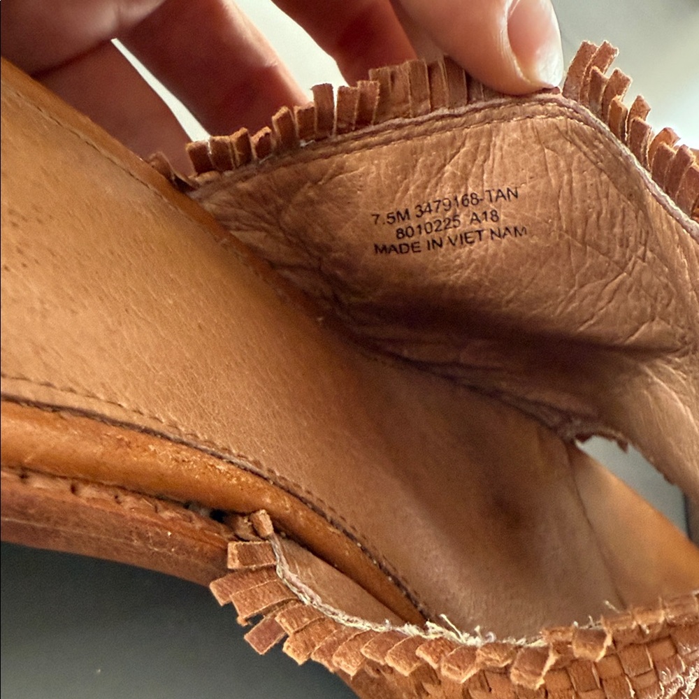 Frye Cindy Woven Leather Slide Mule Block Heel Size 7.5 - Picture 6 of 8